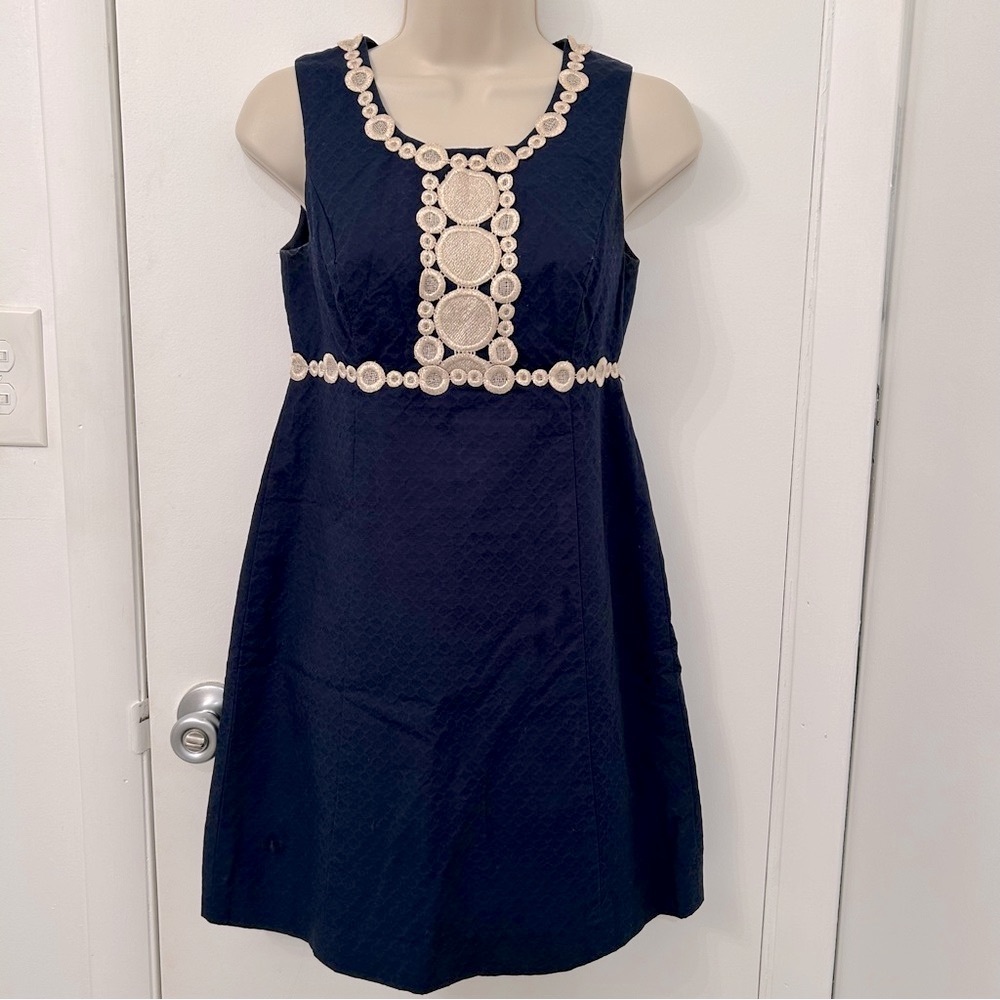 Lilly Pulitzer | Navy Blue A-line Mini Dress Scoop Neck Sleeveless